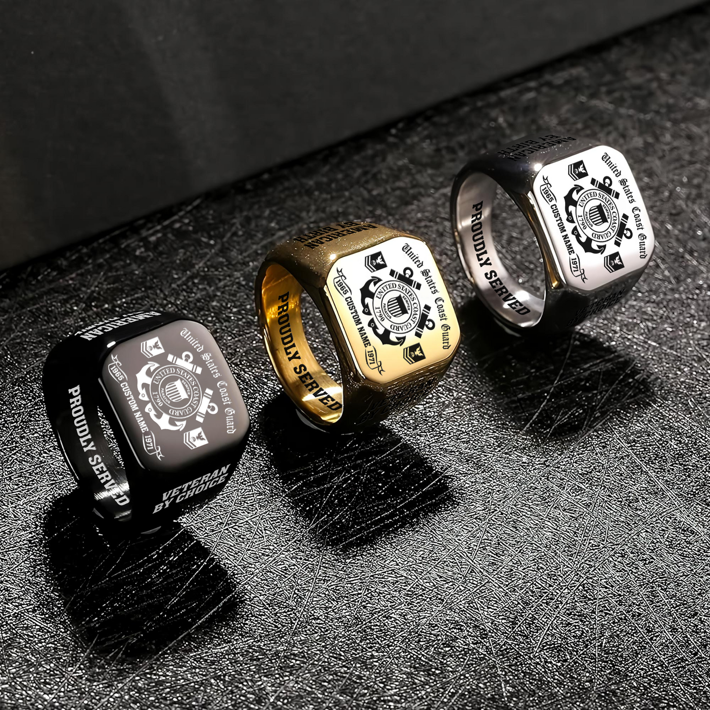 US Coast Guard – Engraved Men's Ring – MERICAN BY BIRTH