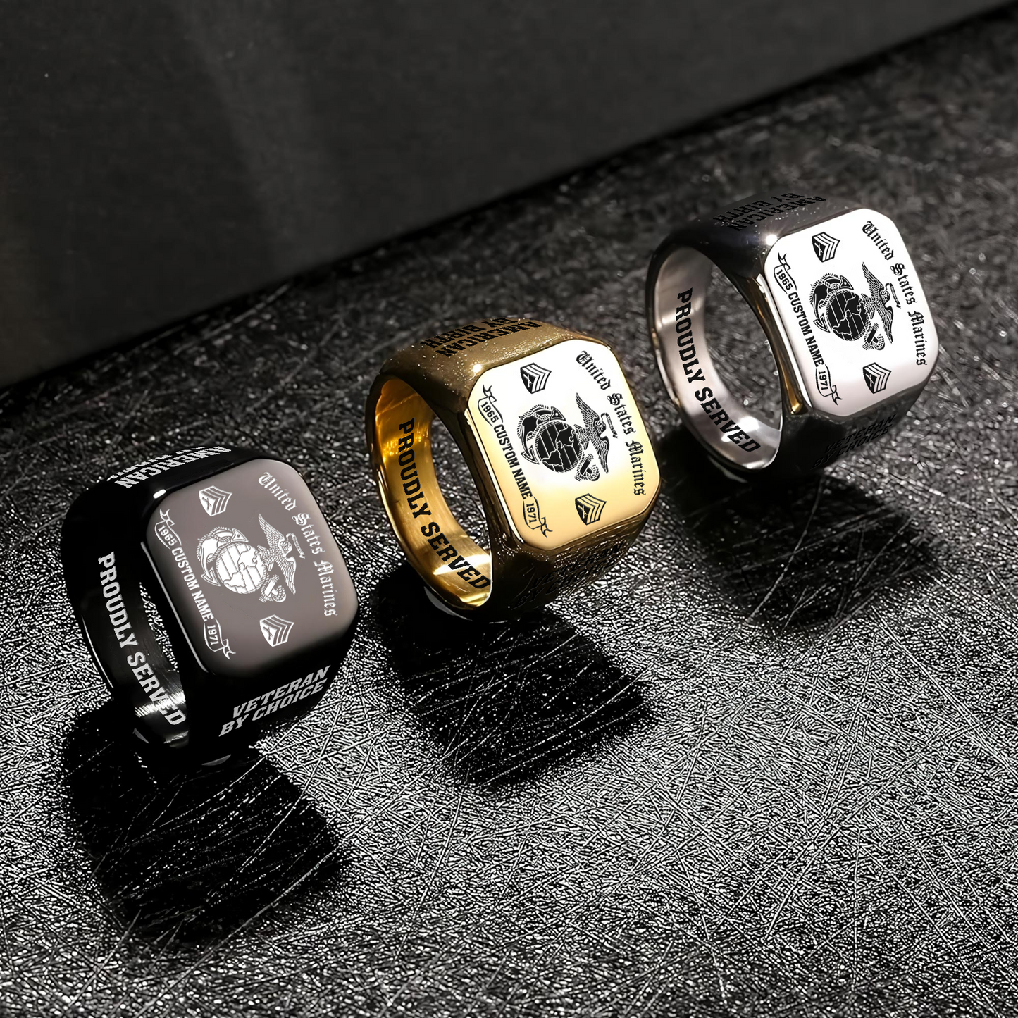 US Marine Corps – Engraved Men's Ring – MERICAN BY BIRTH