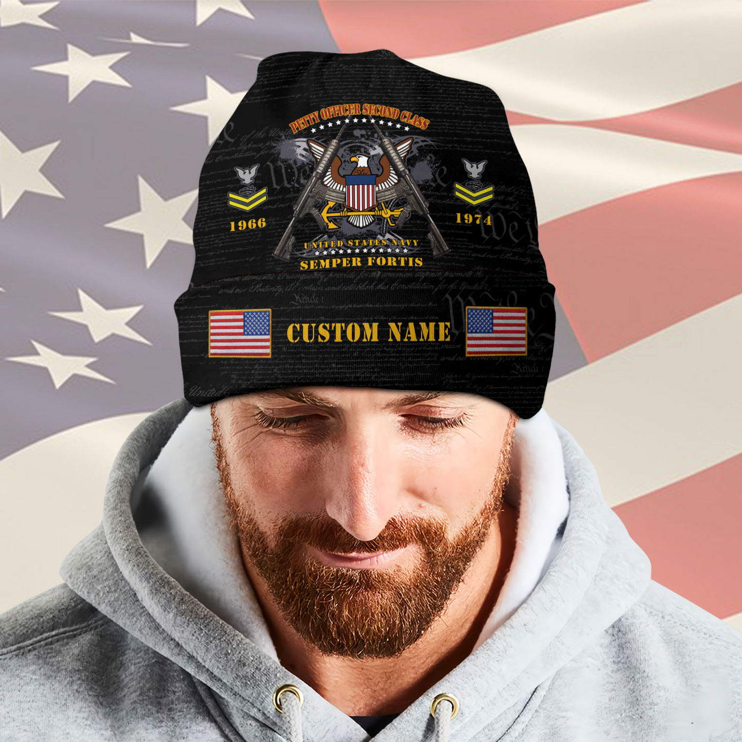 US Navy – Beanie Hat – Black Valor Emblem