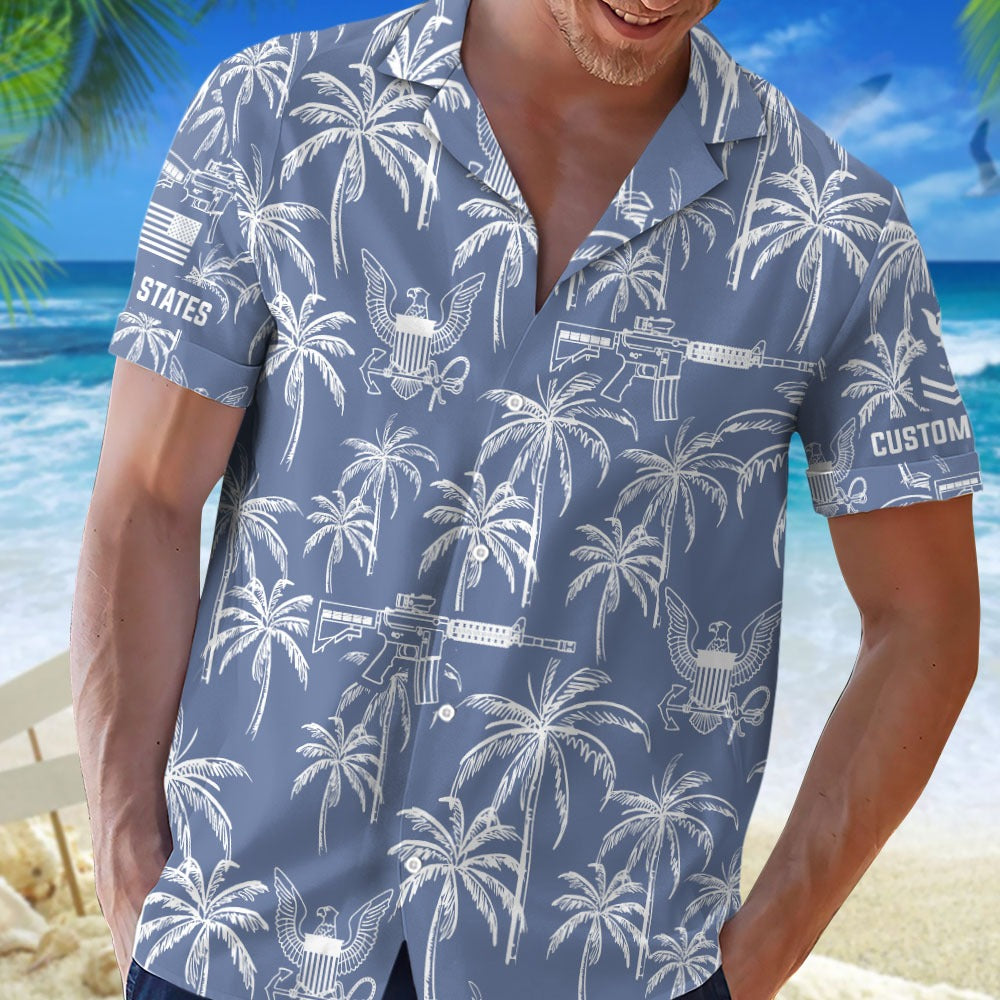 US Navy – Hawaiian Shirt – Tropical Line Art