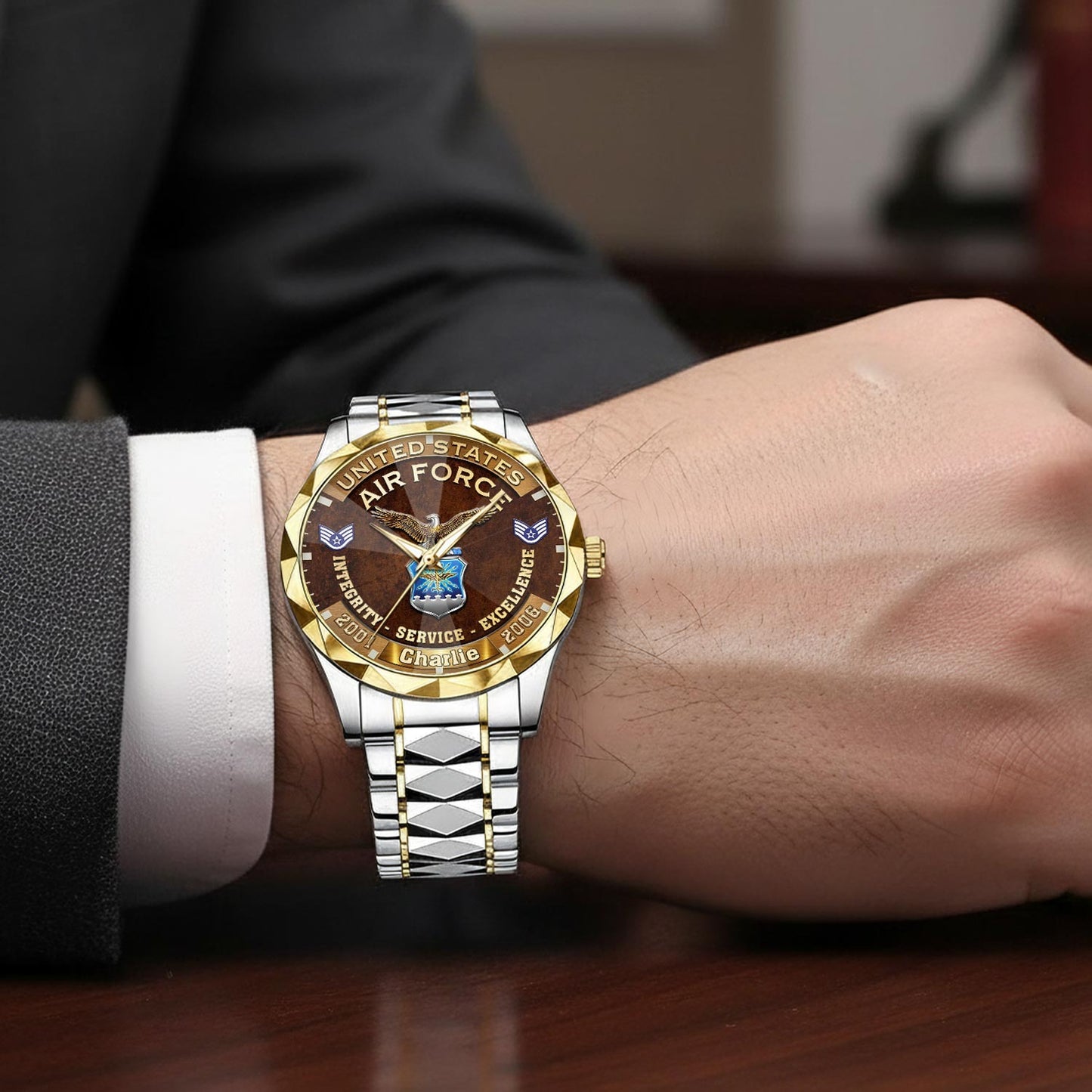 US Air Force – Diamond-Cut Bezel Watch – Duty Honor Country