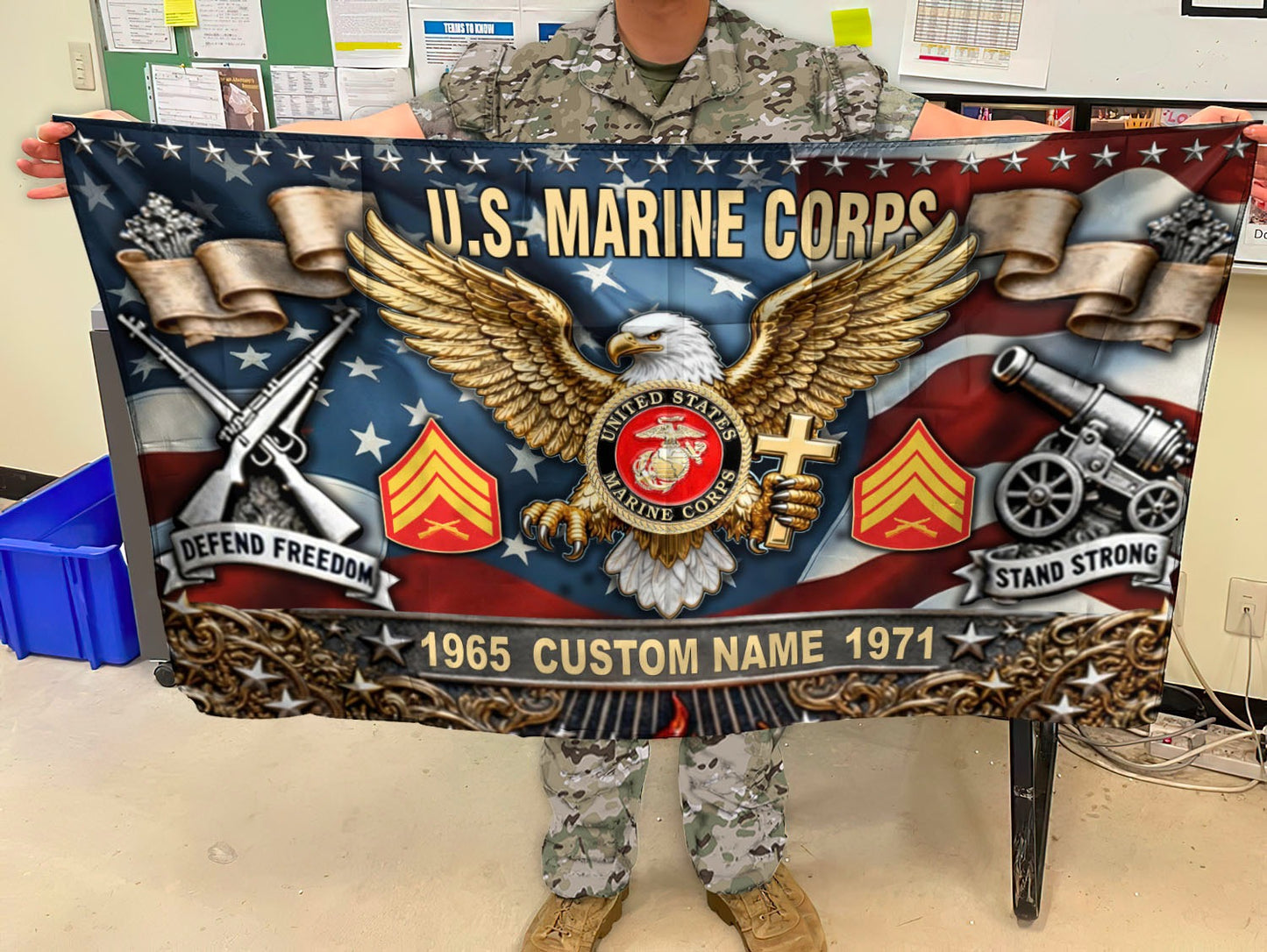U.S. Marine Corps Flying Flag – Golden Eagle Veteran