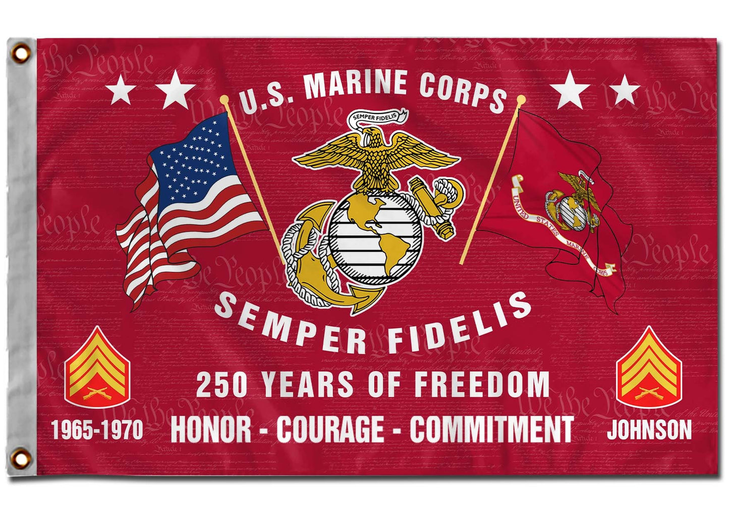 U.S. Marine Corps Flying Flag – 250 Years Of Freedom- VER 2