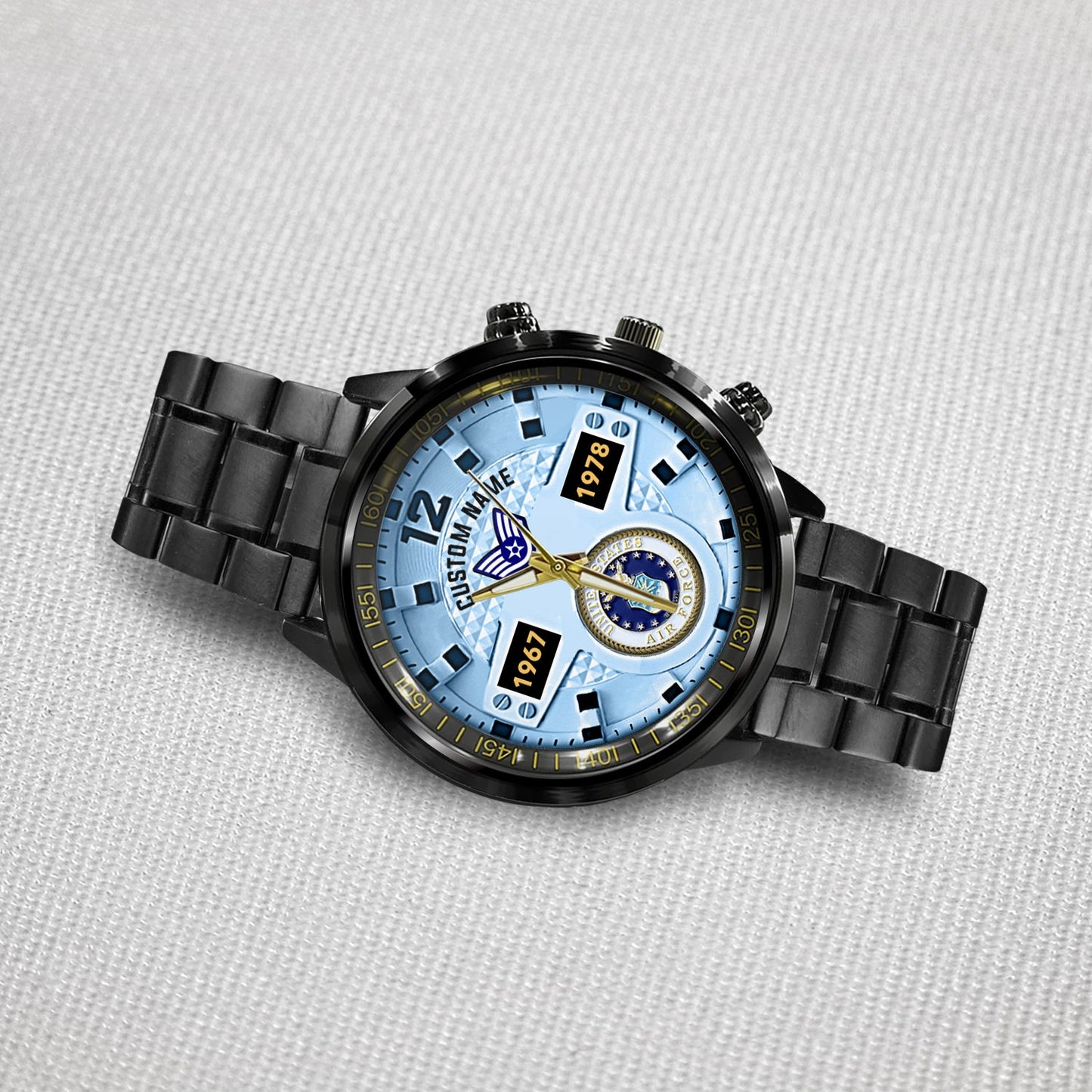 US Air Force – Diamond-Cut Bezel Watch – Eagle Honor Timepiece