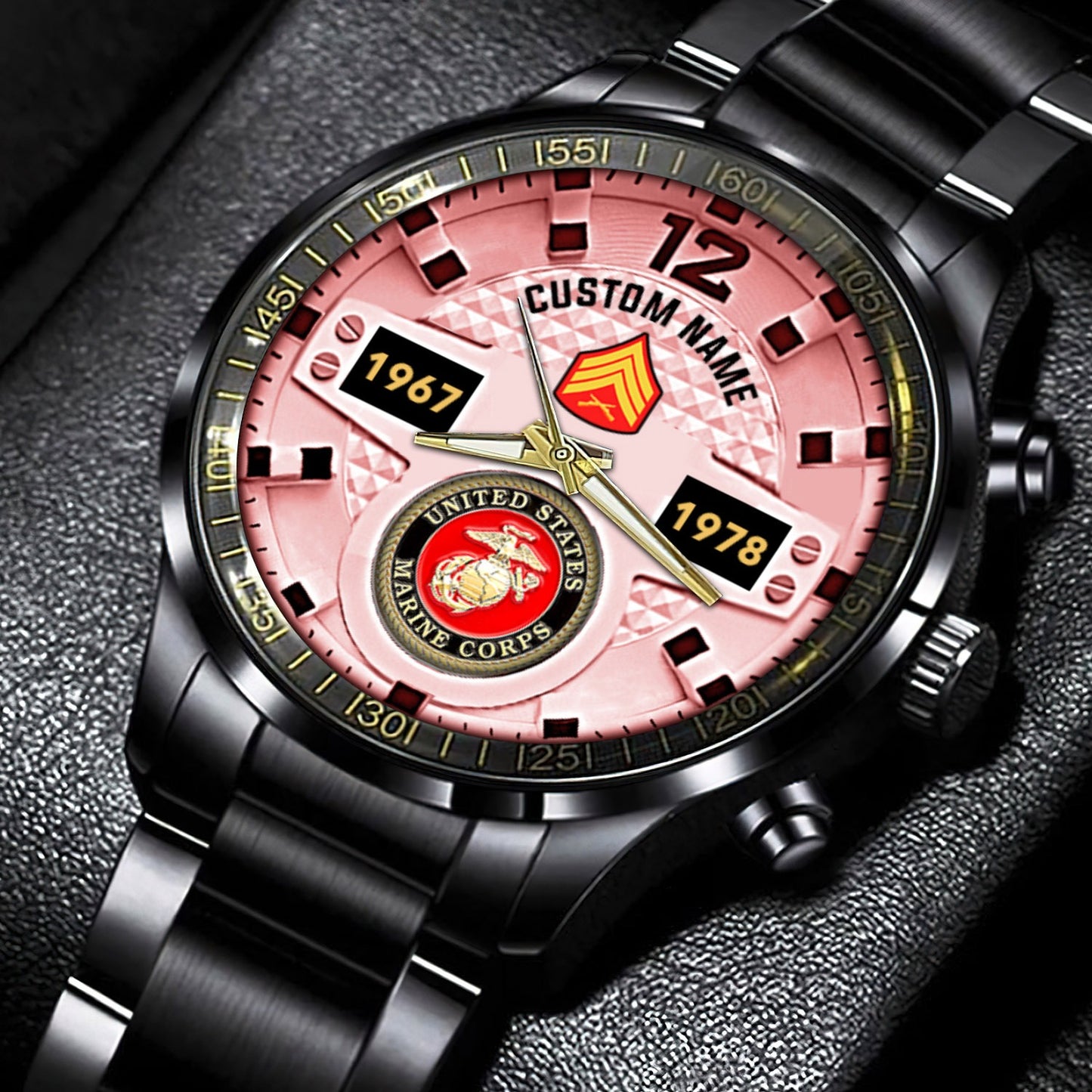 US Marine Corps – Diamond-Cut Bezel Watch – Eagle Honor Timepiece