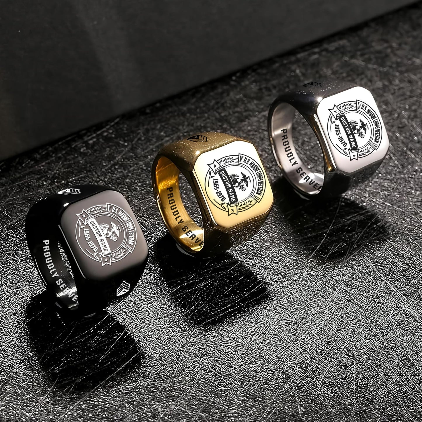 US Marine Corps – Engraved Men's Ring – Patriot Eagle Crest