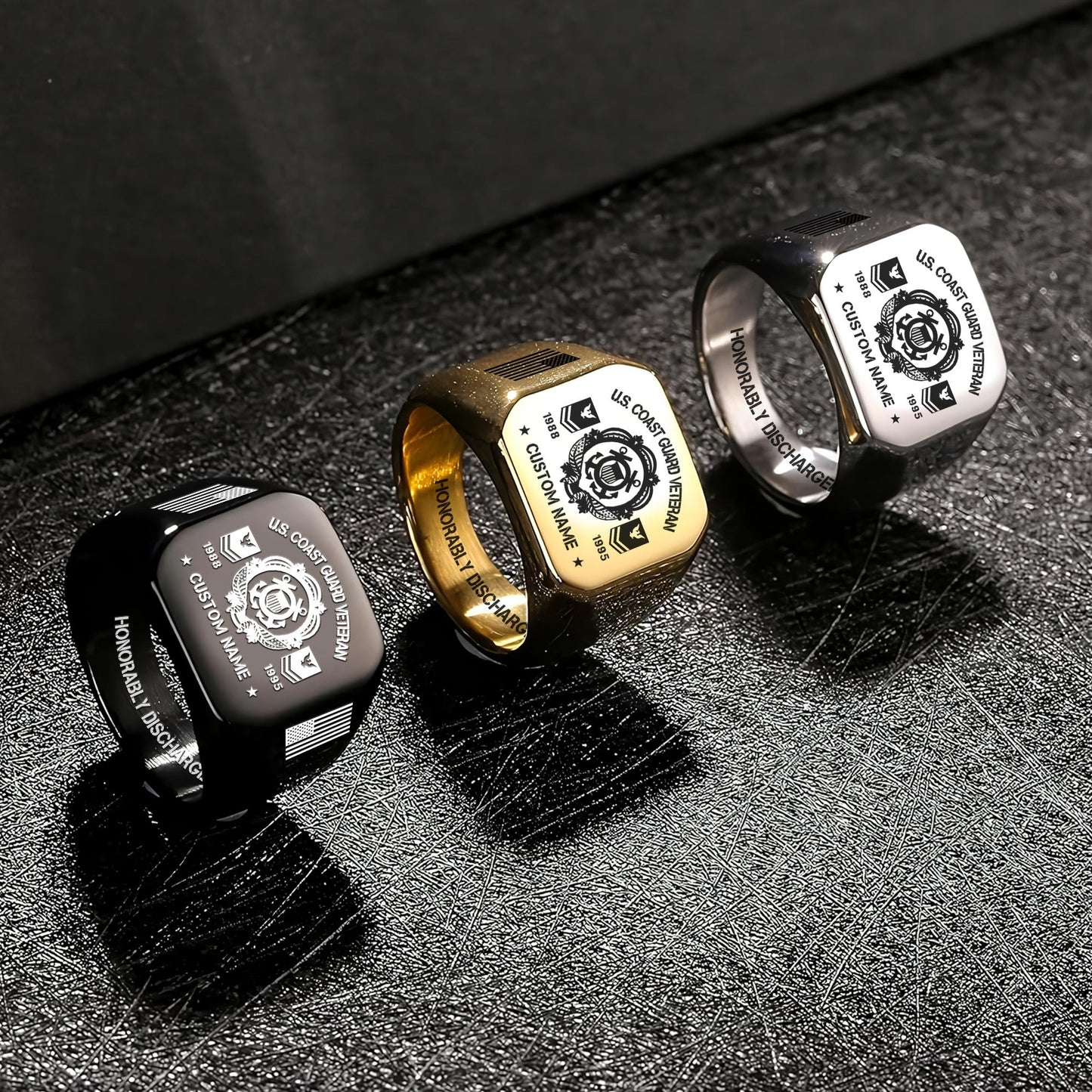US Coast Guard – Engraved Men's Ring – Veteran Legacy Emblem