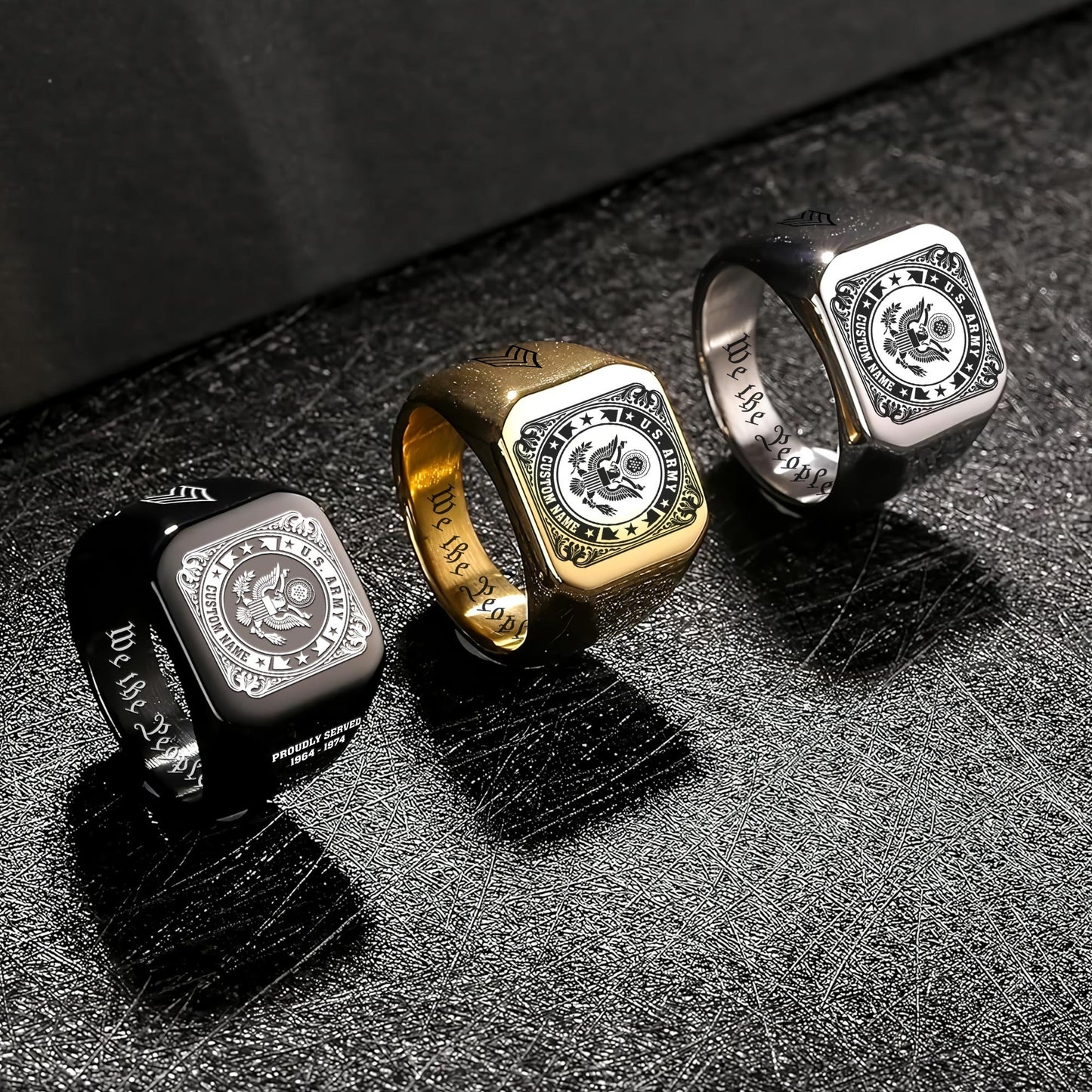 US Army – Engraved Men's Ring – Military Honor Seal