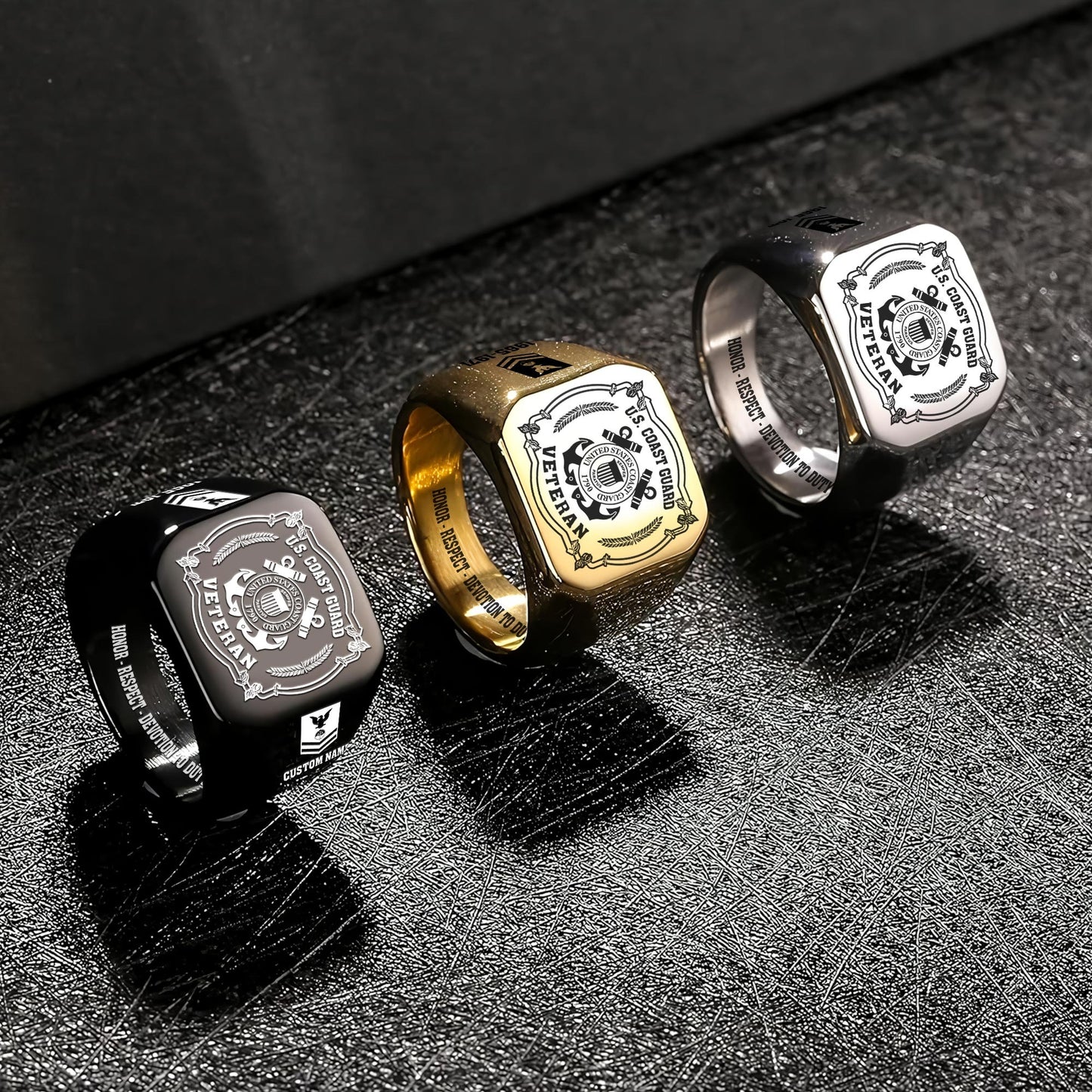 US Coast Guard – Engraved Men's Ring – Duty Honor Signet