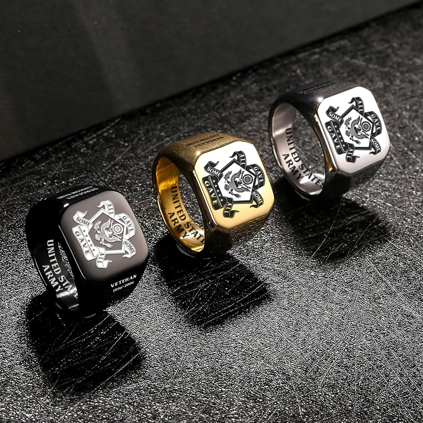 US Army – Engraved Men's Ring – Honor Star Crest