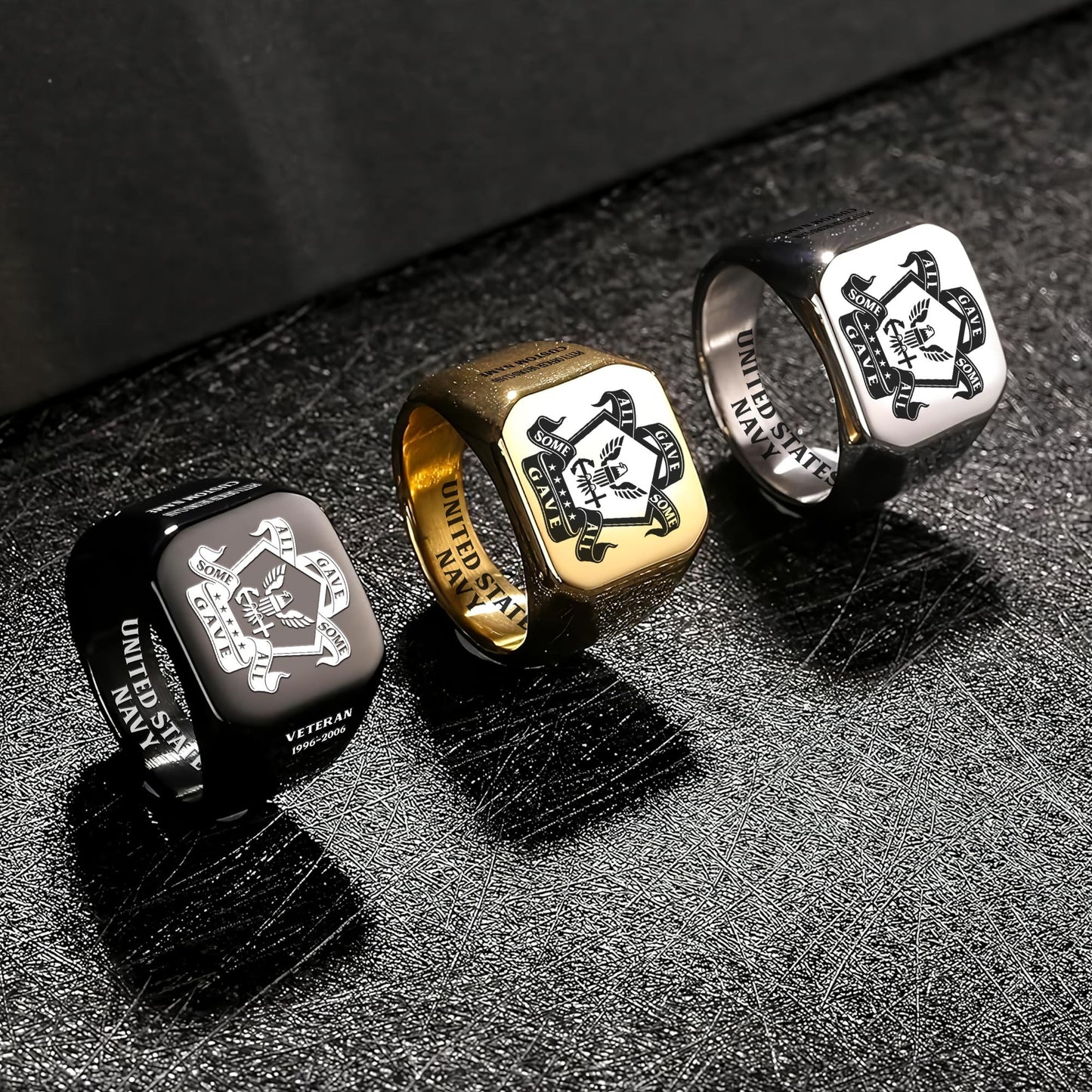 US Navy – Engraved Men's Ring – Honor Star Crest