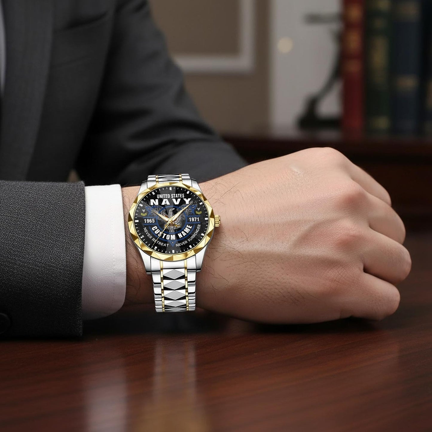 US Navy – Diamond-Cut Bezel Watch – Commemorative Valor Dial
