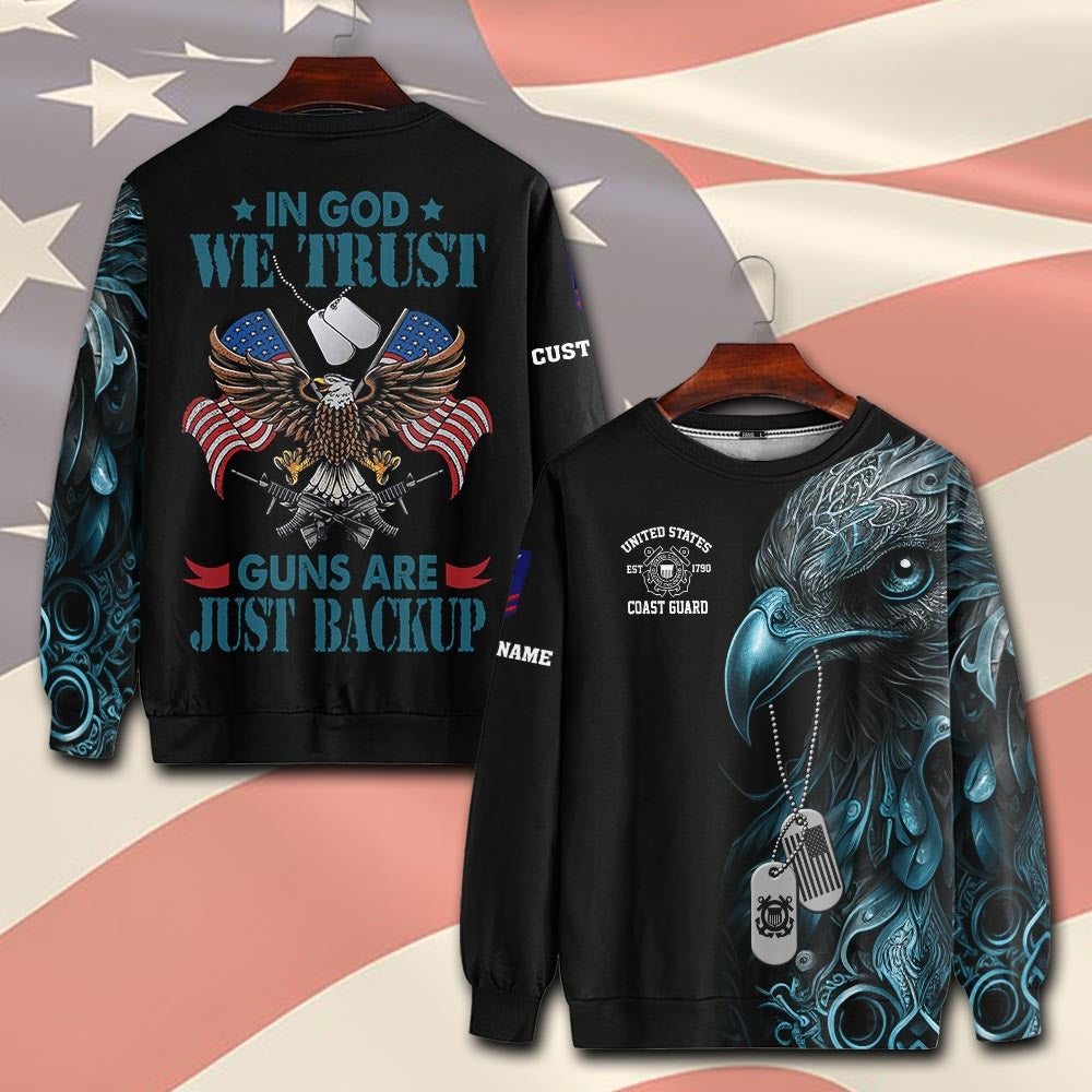 U.S Coast Guard – T-shirt – IN GOD WE TRUST-GUNS ARE JUST BACKUP