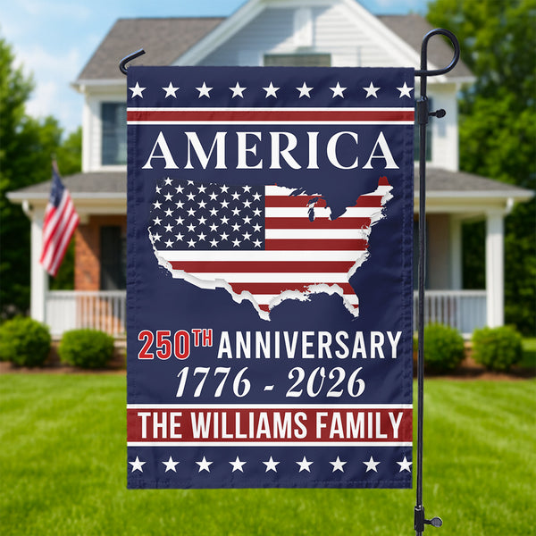 Personalized Family Name America 250th Anniversary Garden Flag