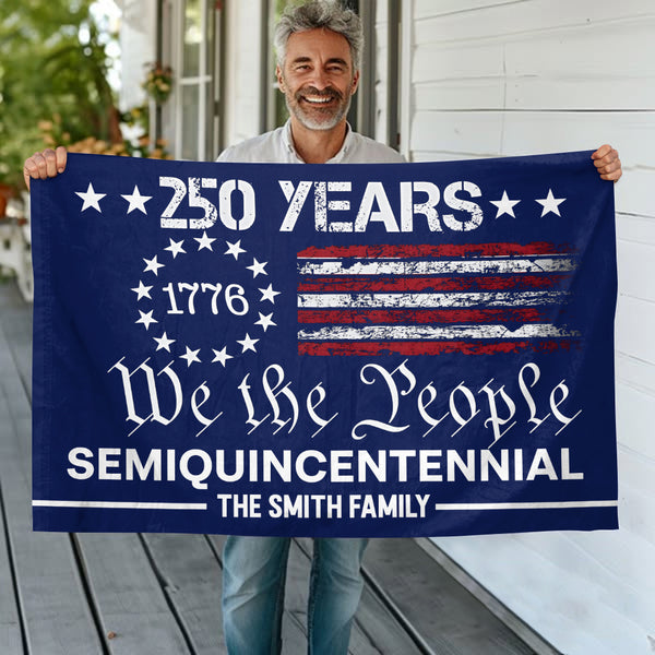 Custom Family Name We The People America 250 Years House Flag