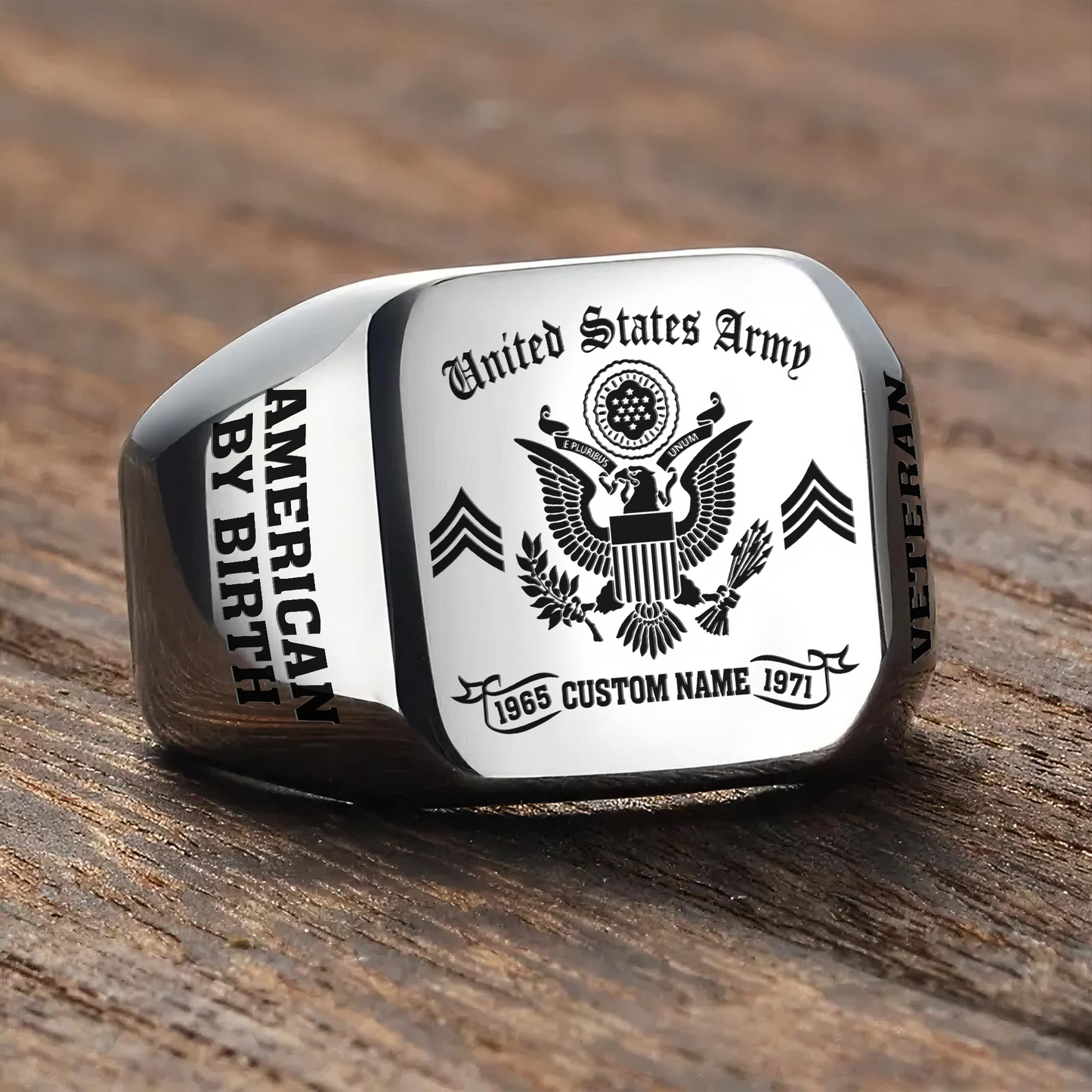 US Army – Engraved Men's Ring – MERICAN BY BIRTH
