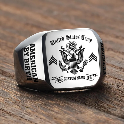 US Army – Engraved Men's Ring – MERICAN BY BIRTH