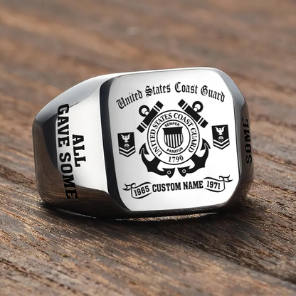 US Coast Guard – Engraved Men's Ring –  ALL GAVE SOME