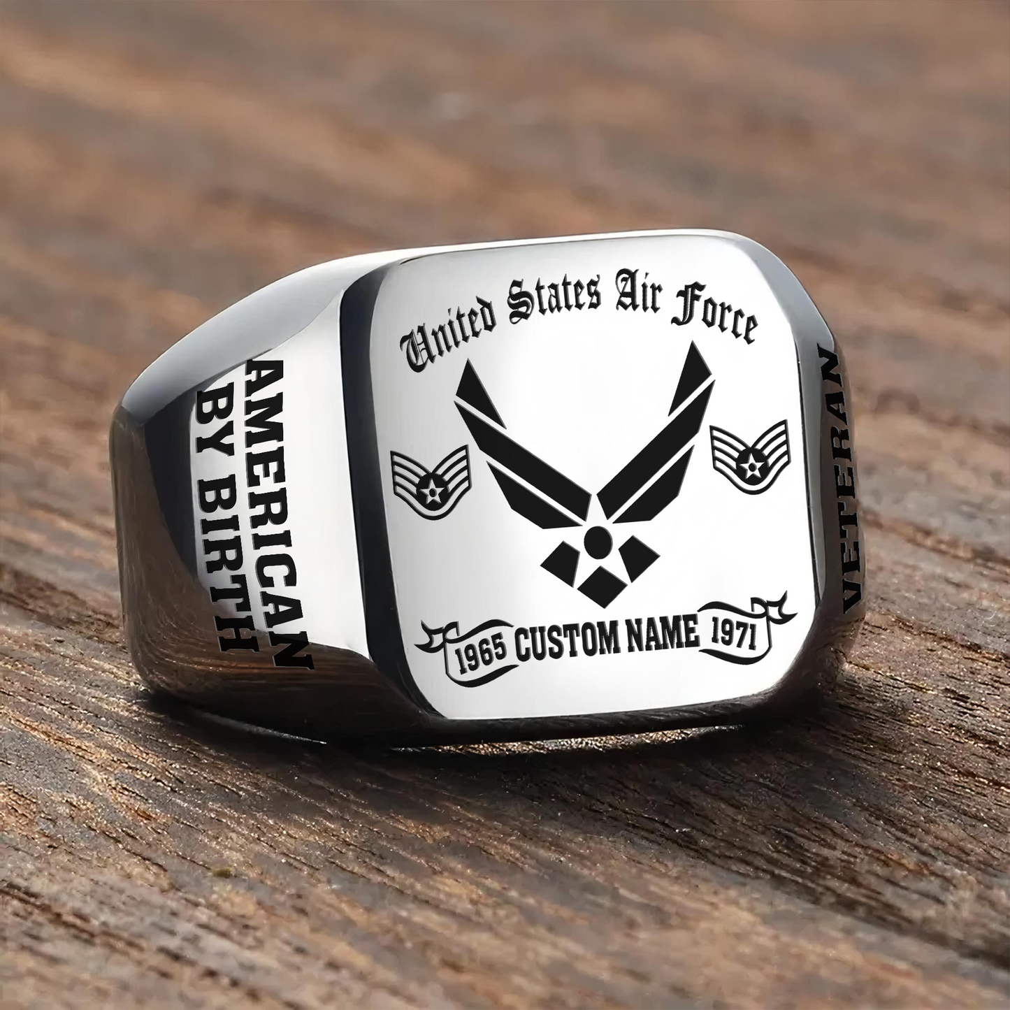 US Air Force – Engraved Men's Ring – MERICAN BY BIRTH