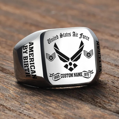 US Air Force – Engraved Men's Ring – MERICAN BY BIRTH