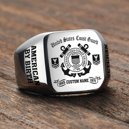 US Coast Guard – Engraved Men's Ring –  MERICAN BY BIRTH