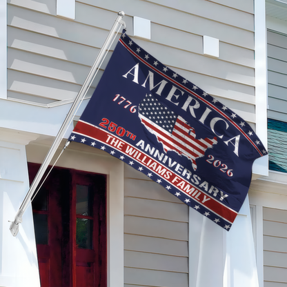 Personalized Family Name America 250th Anniversary Banner House Flag
