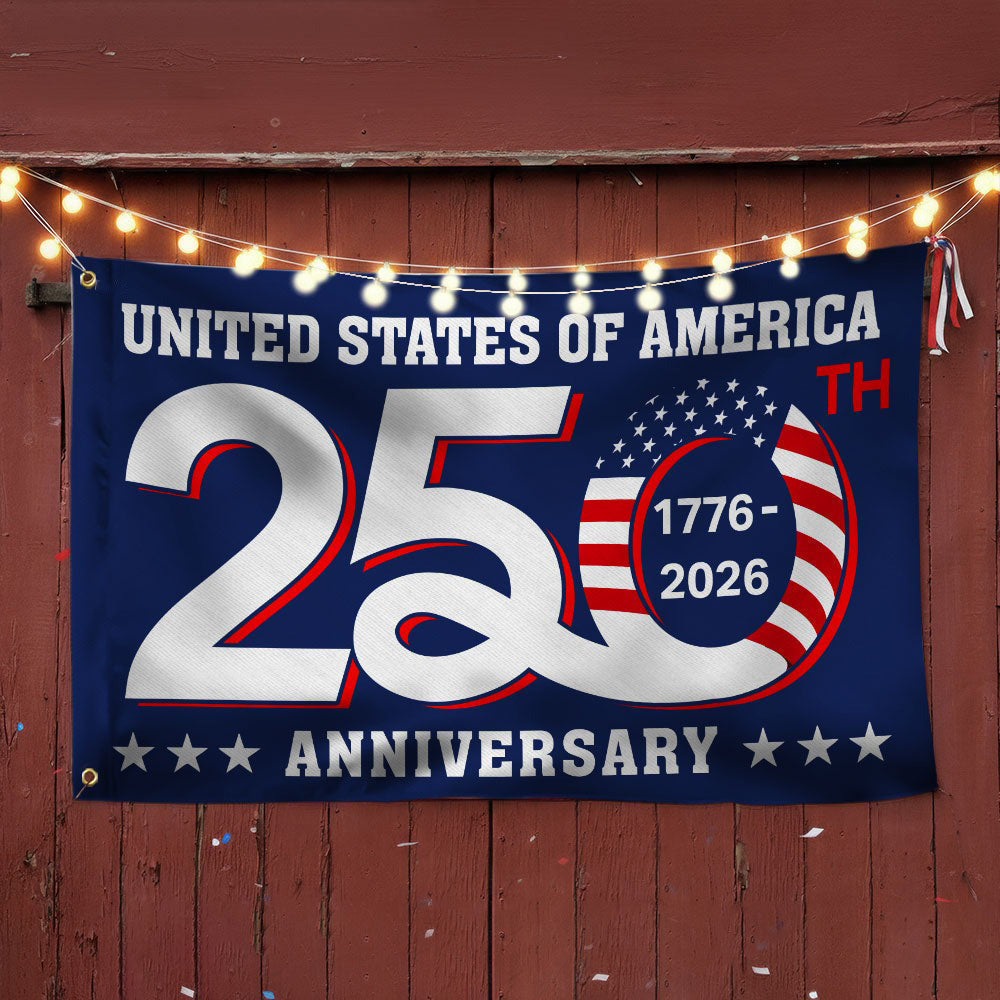 Patriotic 250th Anniversary 1776 2026 United States of America Semiquincentennial Grommet Flag
