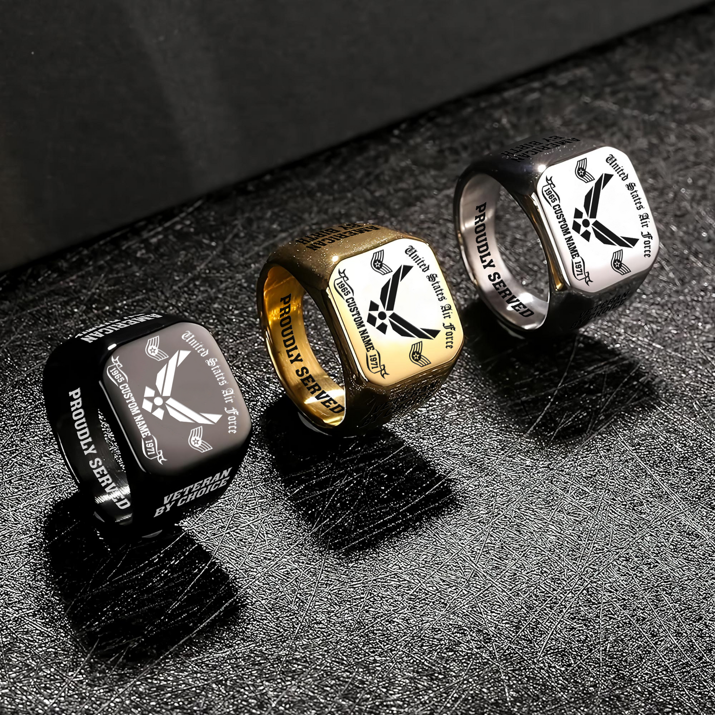 US Air Force – Engraved Men's Ring – MERICAN BY BIRTH