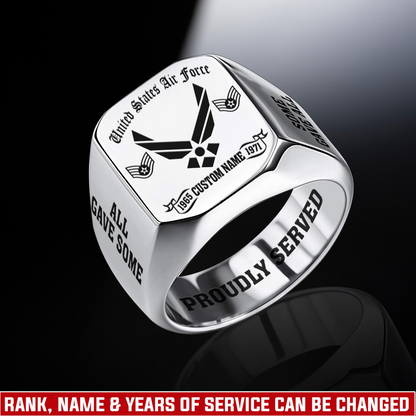 US Air Force – Engraved Men's Ring –  ALL GAVE SOME