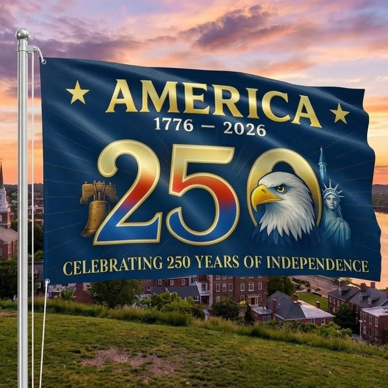 America 250th Anniversary Grommet Flag for Patriotic Decor