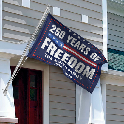 Custom Family Name 250 Years Of Freedom 1776-2026 4th Of July Double-Sided Flag