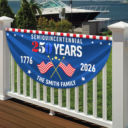 Custom Family Name 250 Years Semiquincentennial Non-Pleated Fan Flag