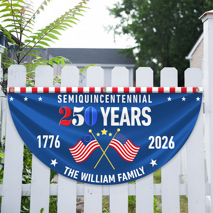 Custom Family Name 250 Years Semiquincentennial Non-Pleated Fan Flag