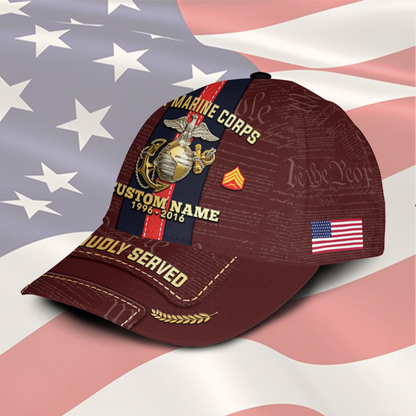 Personalized U.S. Marine Corps Service Cap – Custom Name, Rank & Years of Service
