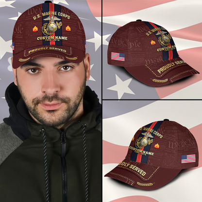 Personalized U.S. Marine Corps Service Cap – Custom Name, Rank & Years of Service