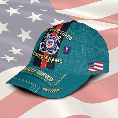 Personalized U.S. Coast Guard Service Cap – Custom Name, Rank & Years of Service