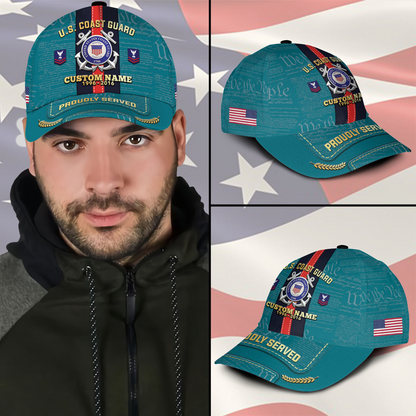 Personalized U.S. Coast Guard Service Cap – Custom Name, Rank & Years of Service