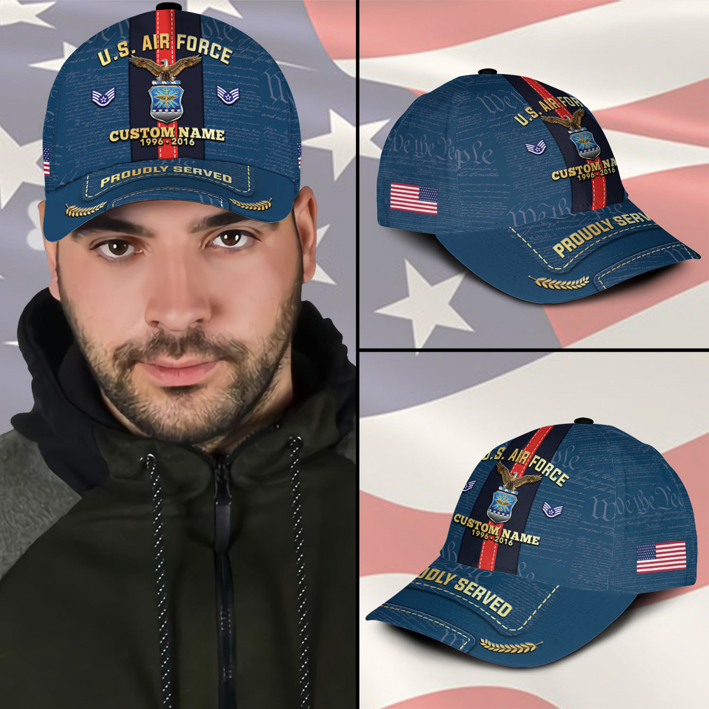 Personalized U.S. Air Force Service Cap – Custom Name, Rank & Years of Service