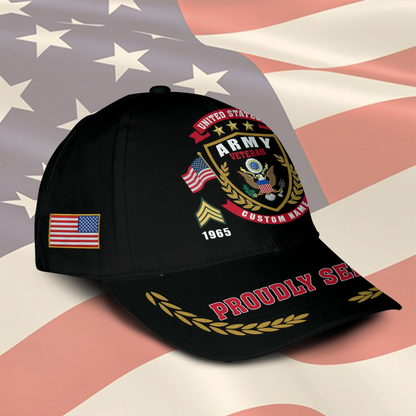 Personalized U.S. Army Veteran Cap – Custom Name, Rank & Years of Service