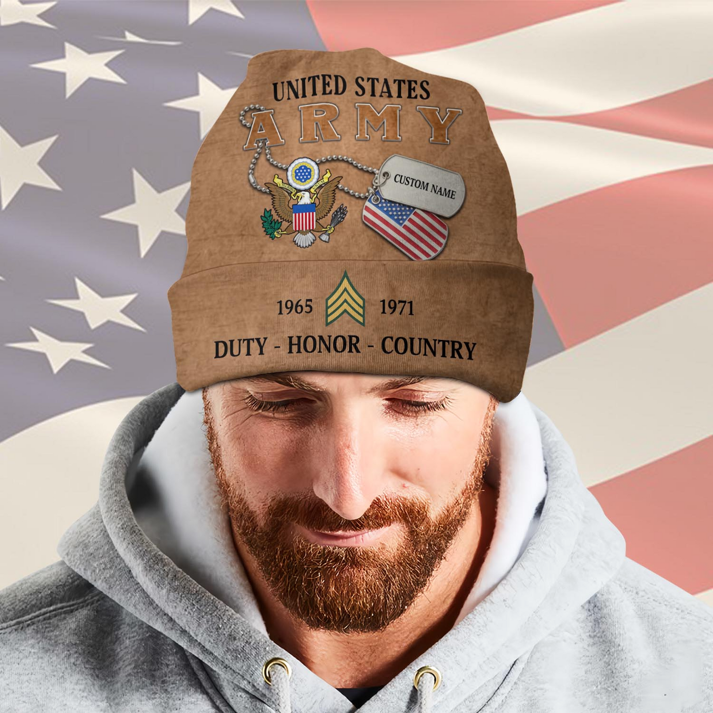 US Army – Beanie Hat – Vintage Leather Veteran