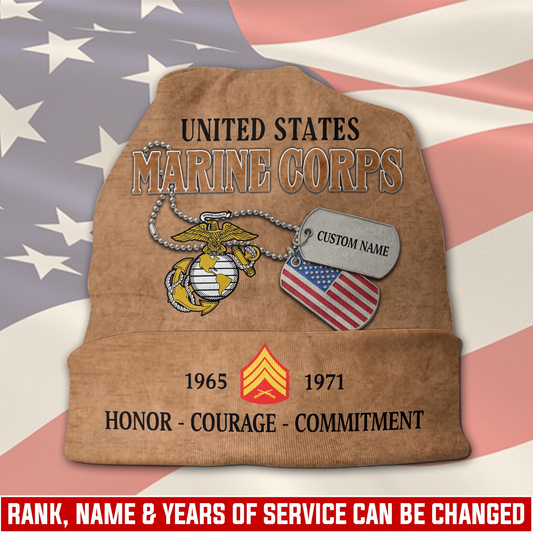 US Marine Corps – Beanie Hat – Vintage Leather Veteran
