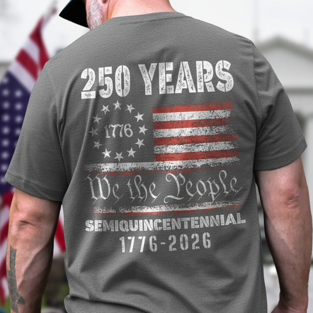 Celebrate Our America 250th Anniversary United States Semiquincentennial Back Side Dark Premium Tee