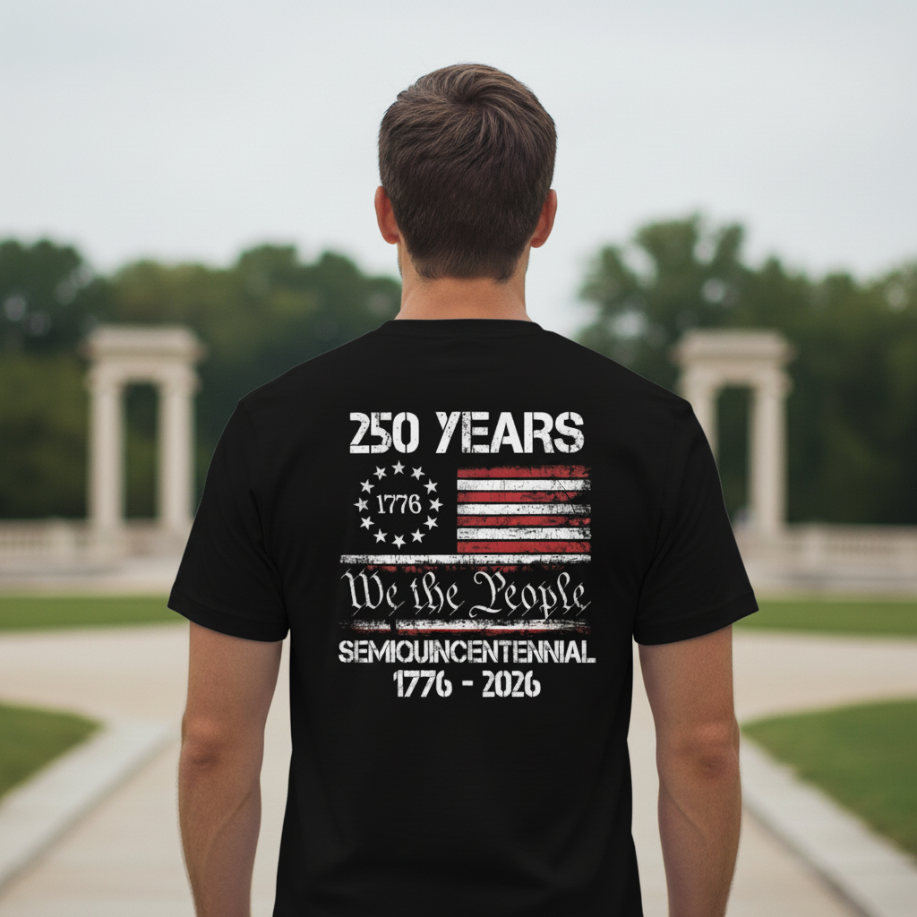 Celebrate Our America 250th Anniversary United States Semiquincentennial Back Side Dark Premium Tee
