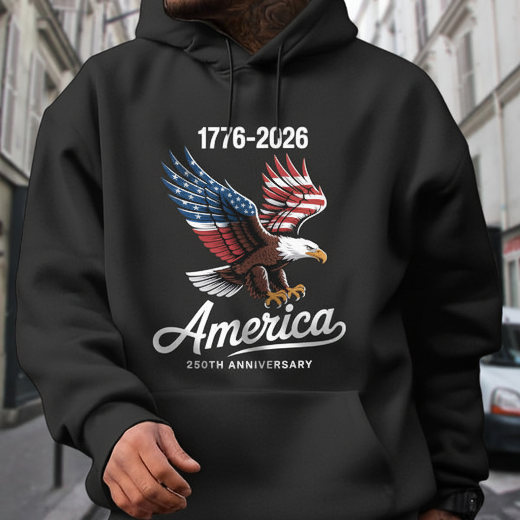 Celebrate 250 Years of America USA Anniversary 1776-2026 Dark Pullover Hoodie