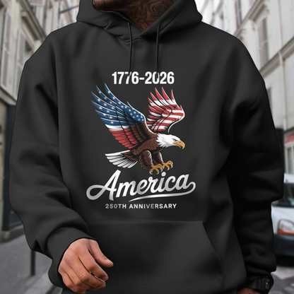 Celebrate 250 Years of America USA Anniversary 1776-2026 Dark Pullover Hoodie