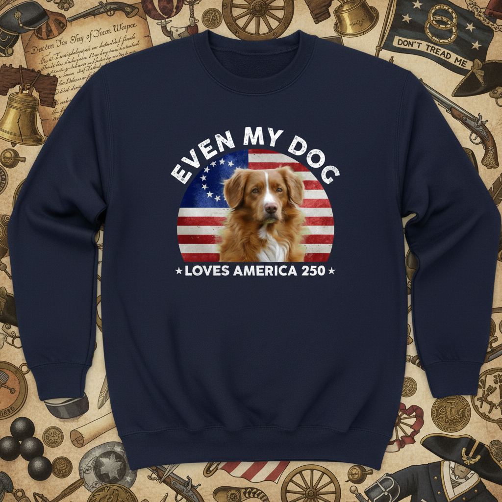 Custom Photo Even My Dogs Love America 250 Dark Sweatshirt