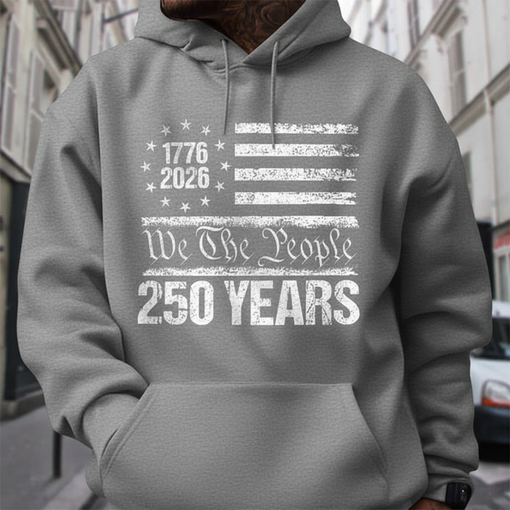 250 Years USA 250th Birthday 1776-2026 Eagle Flag Dark Pullover Hoodie