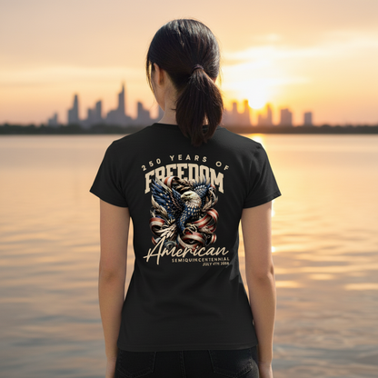 250 Years Of Freedome America Back Women V Neck