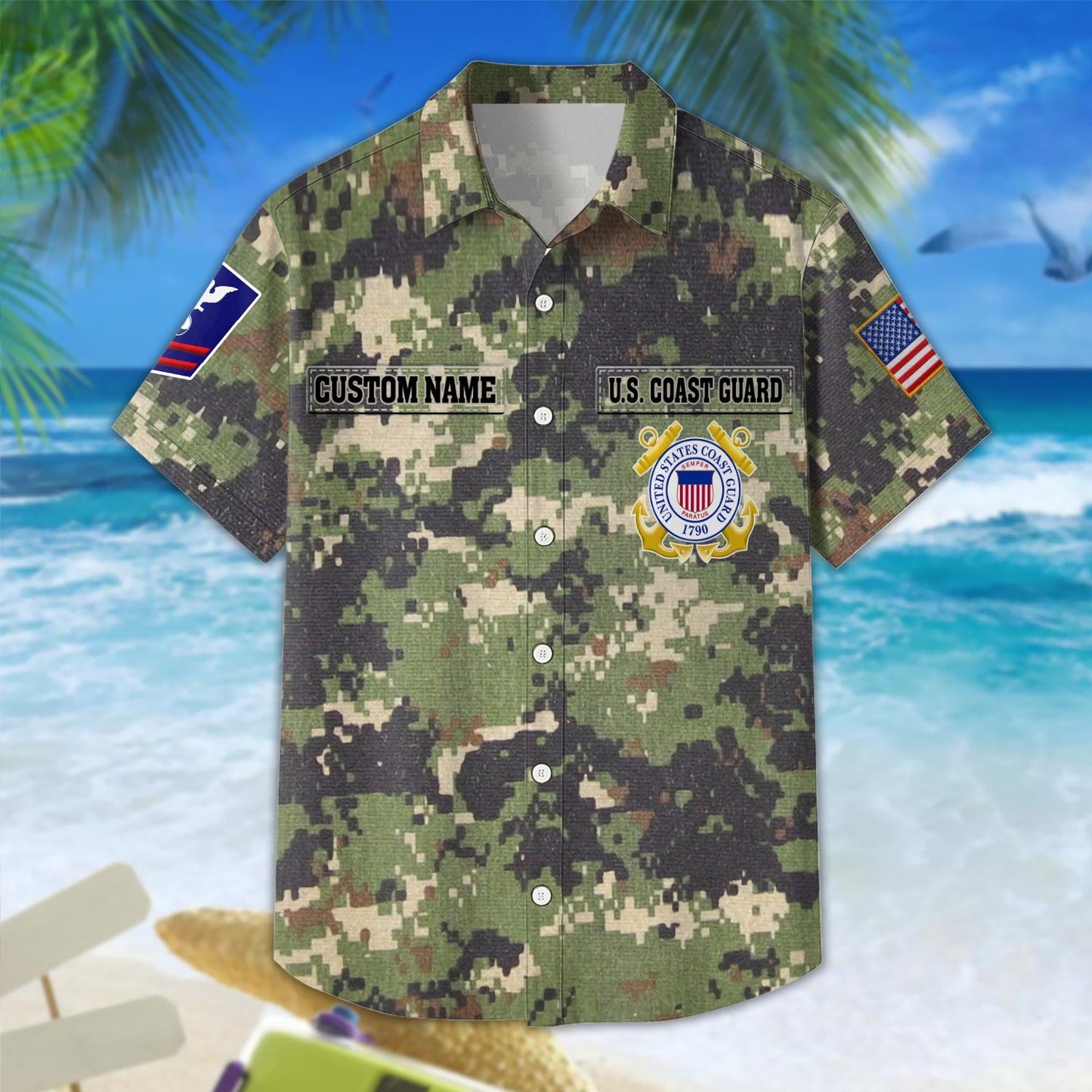 US Coast Guard – Hawaiian Shirt – Digital Camo Tactical