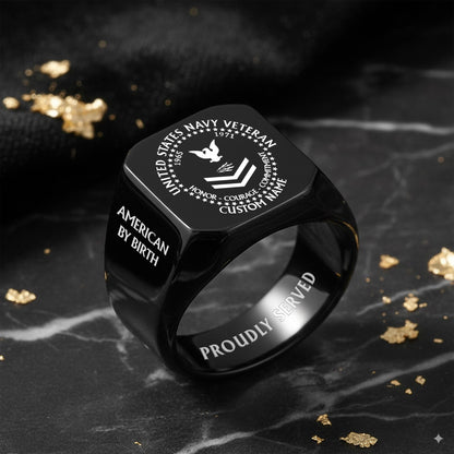 US Navy – Engraved Men's Ring – Veteran By Choice
